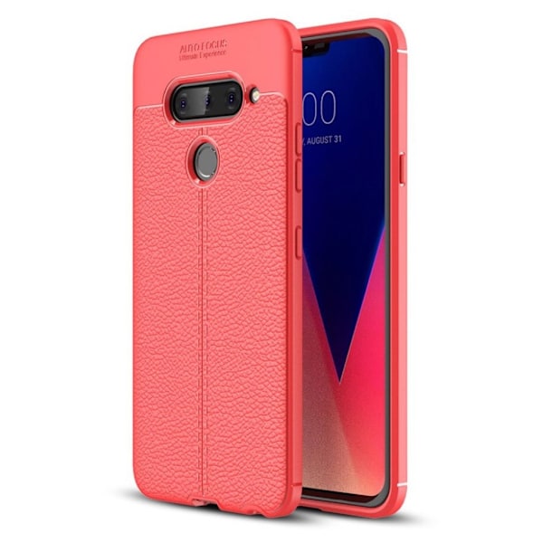 LG V40 Thinq Litchi Skinnetui - Rød Red