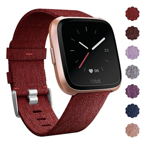 Fitbit Versa nylonkangaskellonauha - Punainen Red