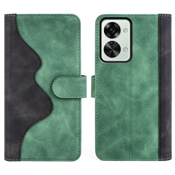Kaksivärinen nahkainen läppäkotelo OnePlus Nord 2T - Vihreä Green