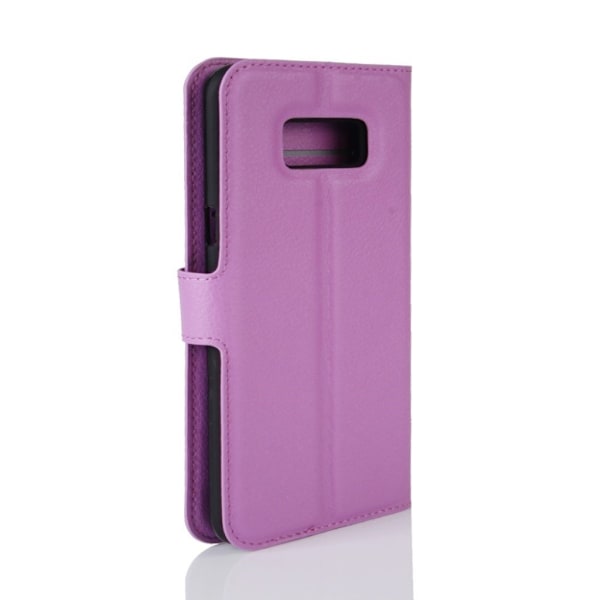 Samsung Galaxy S8 lychee läderfodral m. stativ - Lila Lila