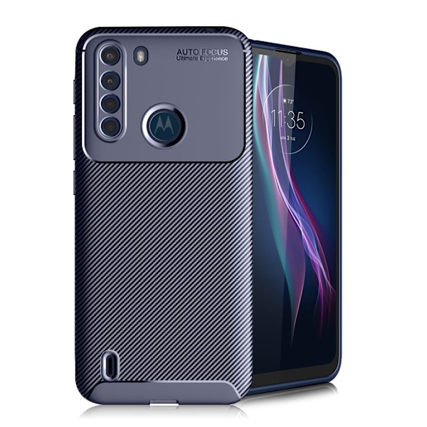 Carbon Shield Motorola One Fusion kotelot - Sininen Blue
