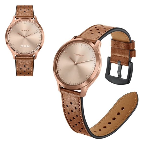 Garmin Vivoactive 3 / Vivomove HR klockarmband i äkta läder - Brun Brun