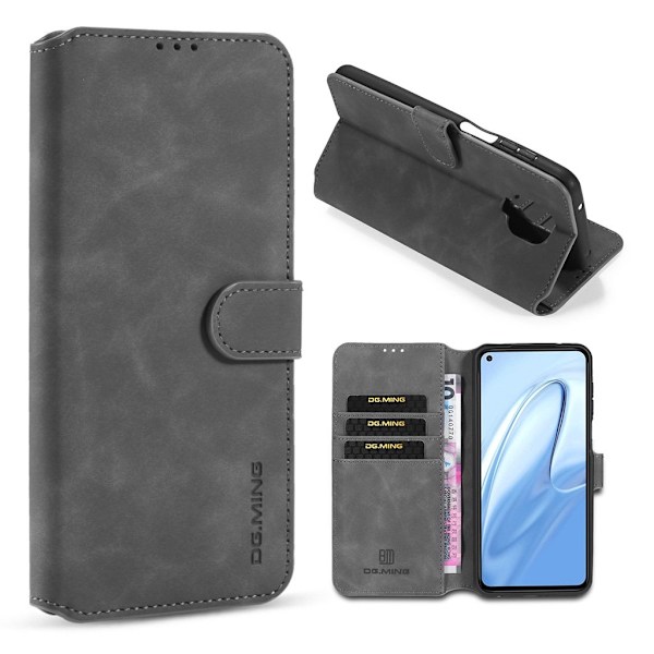 DG.MING Xiaomi Redmi Note 9 Pro / Note 9S / 9 Pro Max Retro Etui - Grå Silver grey