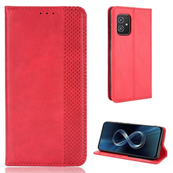 Bofink Vintage ASUS Zenfone 8 Nahkakotelo - Punainen Red