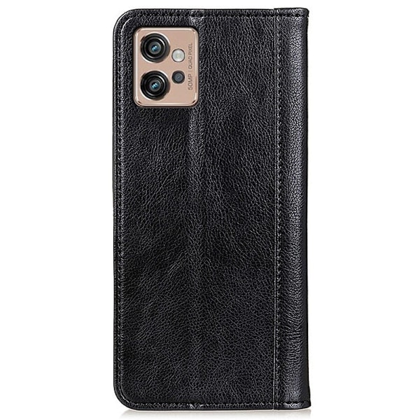 Äkta läder Motorola Moto G32 fodral med magnetisk stängning Svart