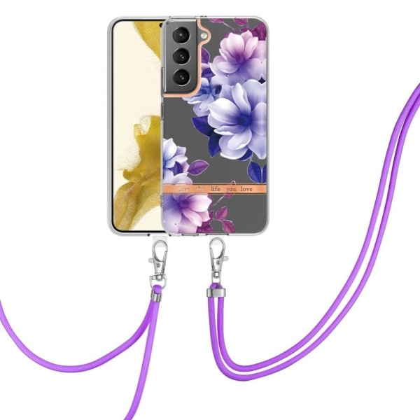 Slim og Holdbart Blødtcover med Snor til Samsung Galaxy S23 Plus - Hc004 Purple Begonia Purple
