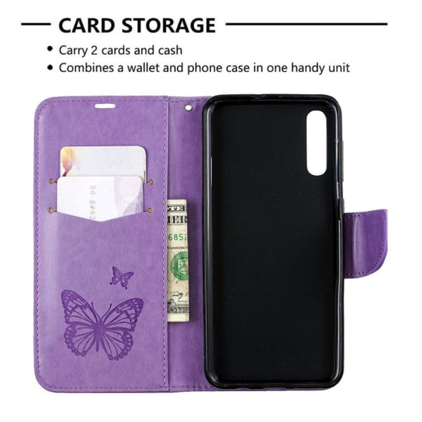 Butterfly Samsung Galaxy A50 etui - Lilla Purple