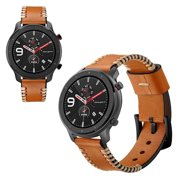 Amazfit GTR 42mm klockarmband i äkta läder - Brun Brun