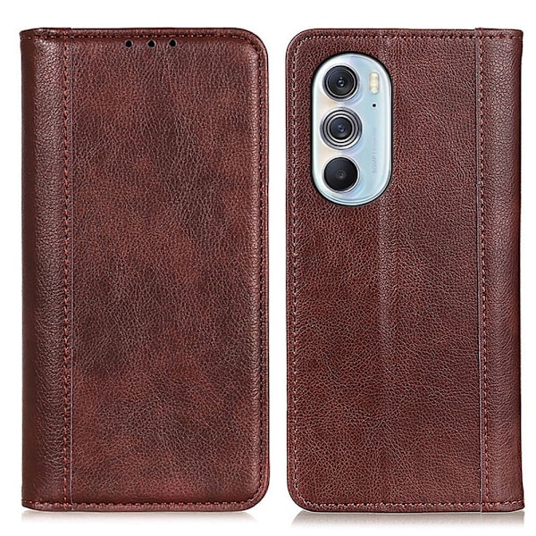 Äkta läder Motorola Edge X30 fodral med magnetisk stängning Brun