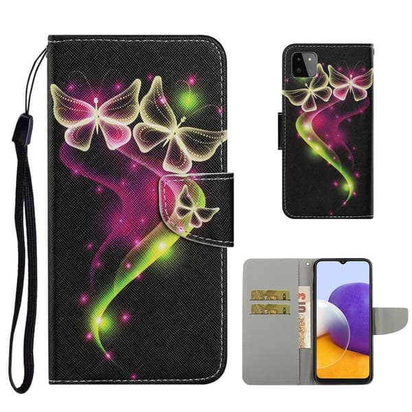 Wonderland Samsung Galaxy A22 5G Flip etui - Sommerfugl Black