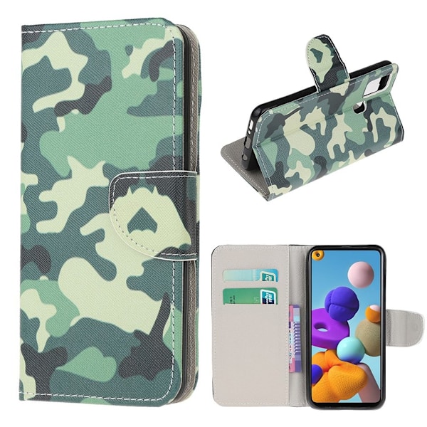 Wonderland Samsung Galaxy A21s Etui - Camouflagemønster Green