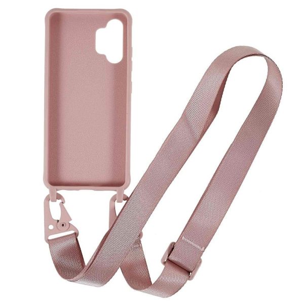 Tunt TPU-fodral med matt yta och justerbar rem för Samsung Galaxy A32 - Mörkrosa Rosa