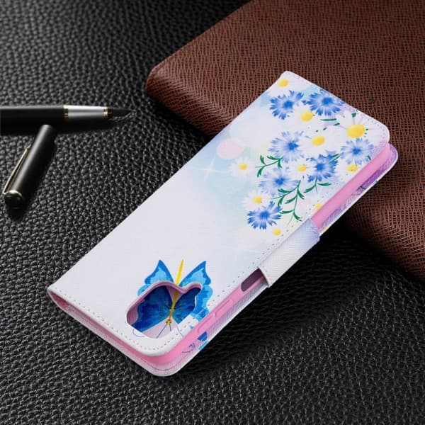 Wonderland Samsung Galaxy A12 5G Flippetui - Sommerfugl og Blomst Multicolor
