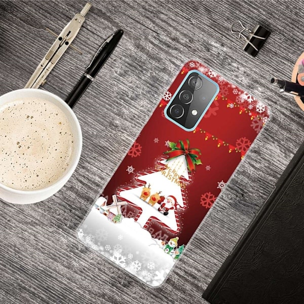 Joulu Samsung Galaxy A73 tapauksessa - Joulukuusi Ja Lumihiutaleet Red