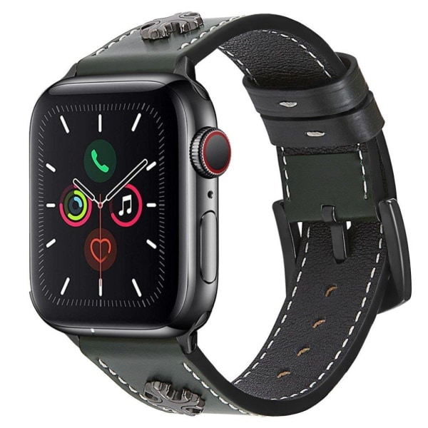 Apple Watch Series 5 / 4 44mm aito ristikkäistyylinen nahkainen ranneke - Vihreä Green