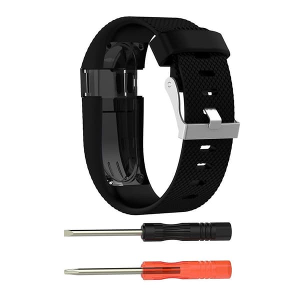 Fitbit Charge HR Stilrent silikon klockband - Storlek L Svart Svart