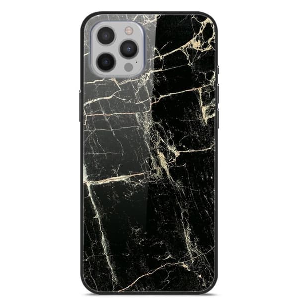Fantasy iPhone 12 Pro Max kotelot - Musta Marmori Jyvä Black