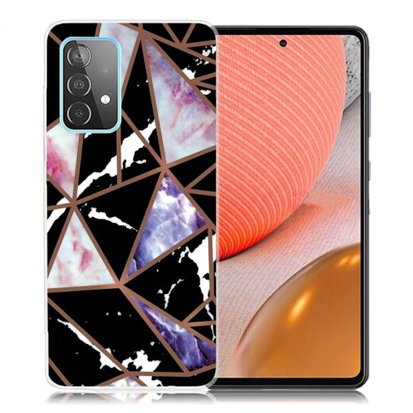 Marble Samsung Galaxy A72 5G Etui - Sort / Rose / Blå Multicolor