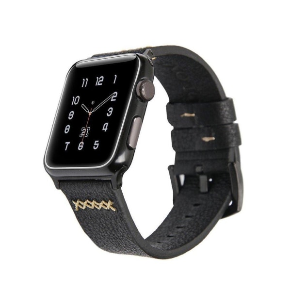 Apple Watch Series 5 40mm X-Line genuine leather watch band - Bl Svart