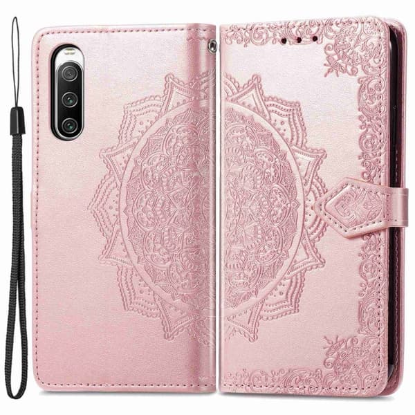 Mandala Sony Xperia 10 Iv Flip Etui - Rødguld Pink
