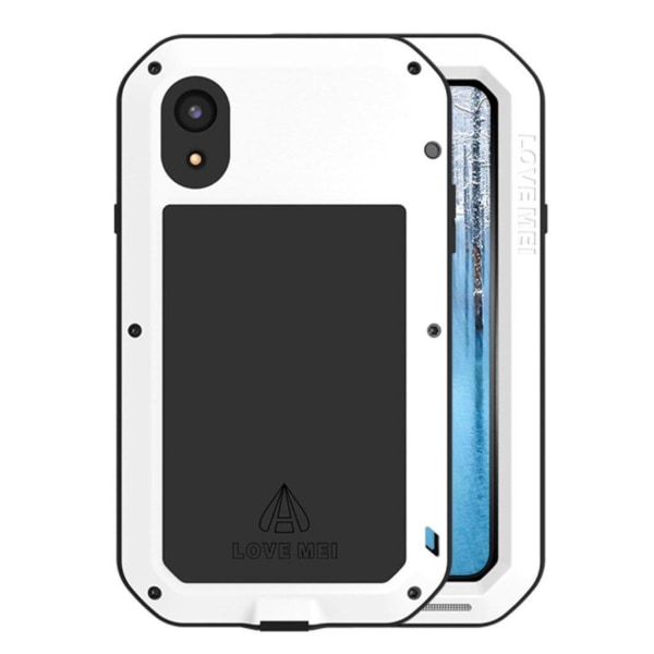 iPhone Xr LOVE MEI iskukestävä kolme kerroksinen  hybriidi suoja White