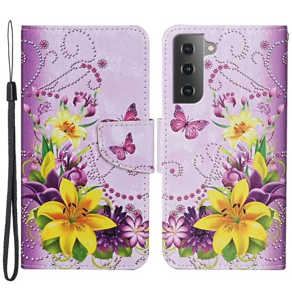 Wonderland Samsung Galaxy S22 Flip Etui - Gule Blomster Multicolor