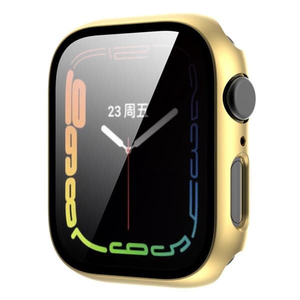 Apple Watch Series 8 (45mm) electroplating cover with tempered glass - Gold Guld