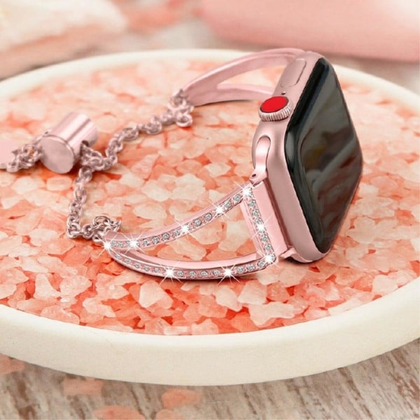 Apple Watch Series 8 (41mm) cool urrem med rhinestone-dekor - Lyserød Rose Pink