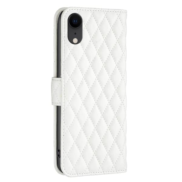 Rhombus mat iPhone Xr flip etui - Hvid White