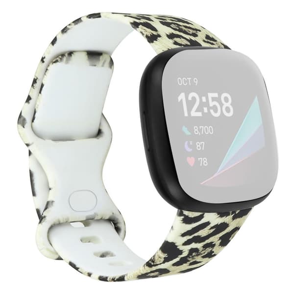 Unique pattern in silicone watch band for Fitbit Versa 3 - Snow Leopard / Size: L multifärg