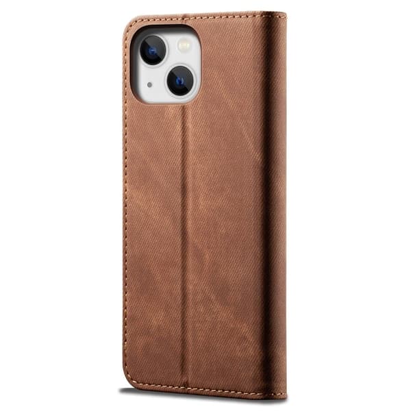 Jeans iPhone 14 Läppäkotelo - Kahvi Brown