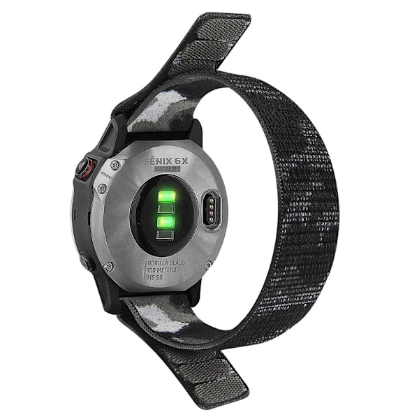 26 mm nylon-urrem til Garmin-ur - Camouflage Grå Silver grey