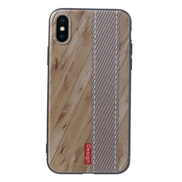 iPhone XS embossed pattern case - Beige Wood Texture Beige
