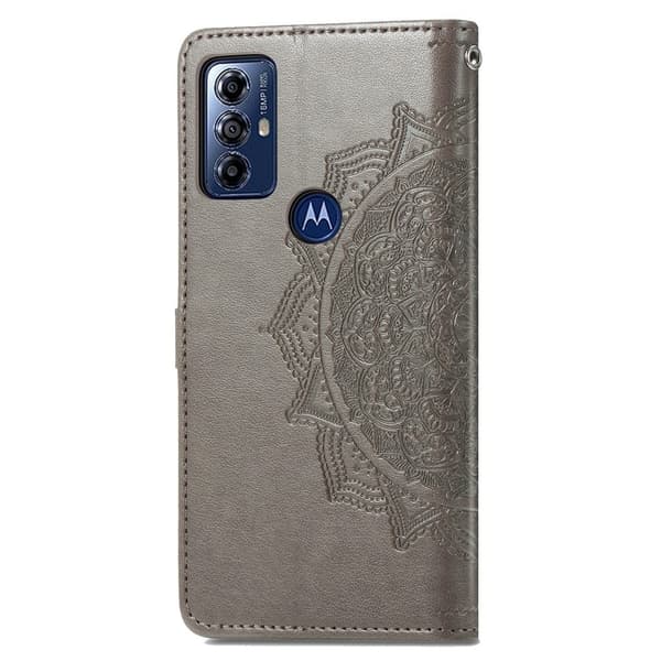Mandala Motorola Moto G Play (2023) Flippetui - Grå Silver grey