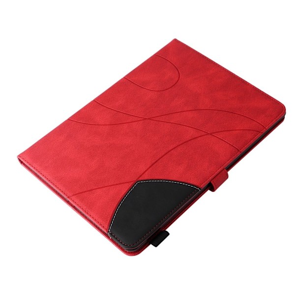 KT Leather Series-1 Dual-Color Splicing Magnetic Clasp Closure Leather Tablet Case Stand Cover with Card Slots iPad Pro 12.9 (2022) / (2021) / (2020) Red