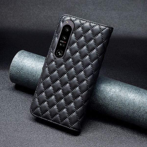 Rhombus mat Sony Xperia 1 VI flip etui - Sort Black