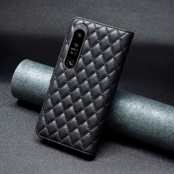 Rombemønster, matt flip-deksel for Sony Xperia 1 VI - Svart Black