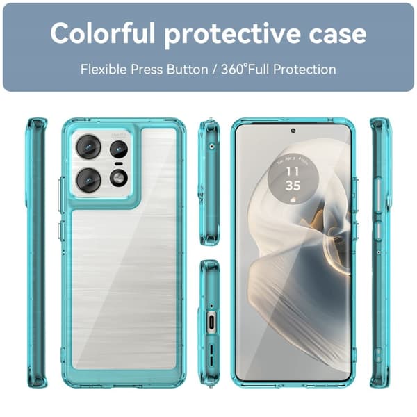 Motorola Edge 50 Pro smart telefonskal i akryl - Transparent Blå Blå