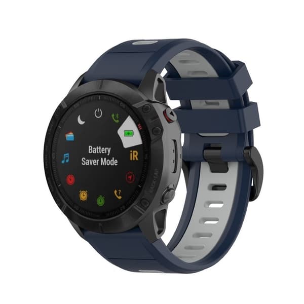 Garmin Fenix 6X / 5X tofarget silikonarmbånd - Blå / Grå Blue