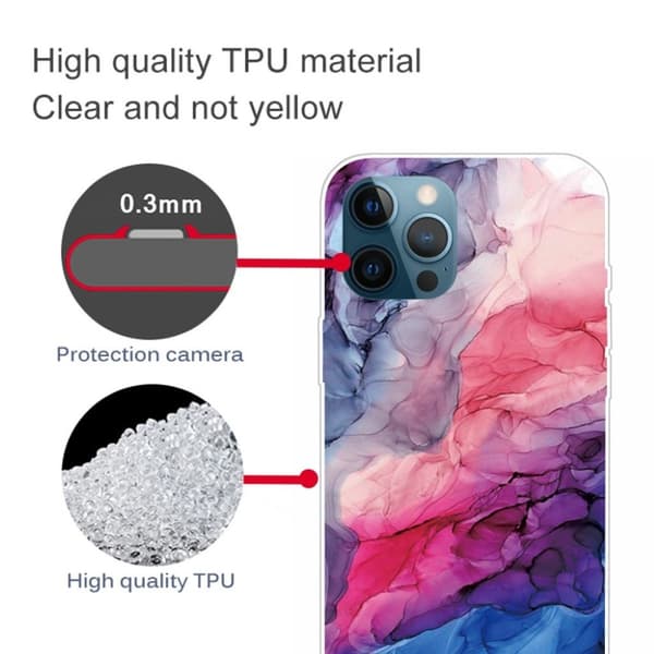 Marble iPhone 13 Pro Max Suojakotelo - Aqueous Vibrant Pattern Multicolor