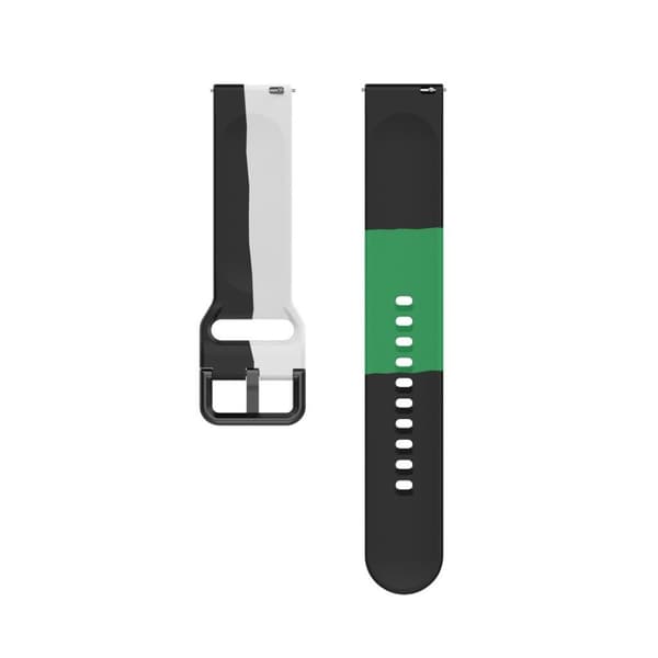Universal three color silicone watch band - Black / White / Green multifärg