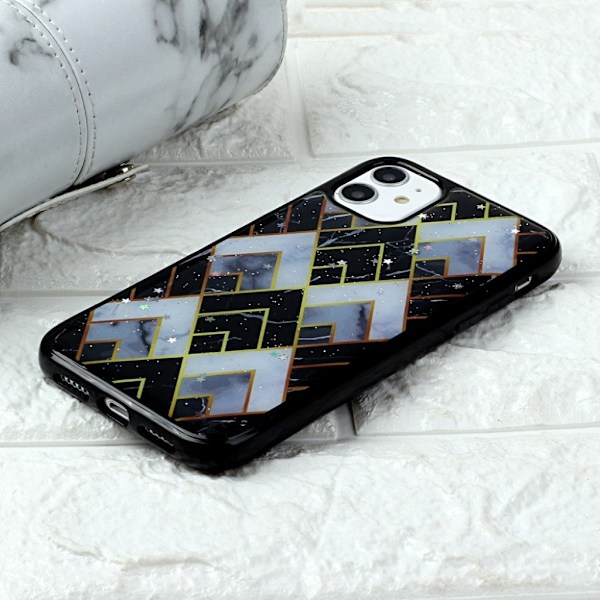 Marble iPhone 11 Pro kuoret - Hämmentävä sininen ja musta timantti Multicolor