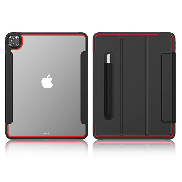 iPad Pro 12.9 inch (2020) elegant tri-fold case - Black / Red Black