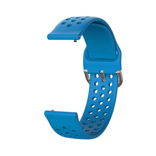 22 mm universal klokkerem i silikon med runde hull - Himmelblå / Sølvspenne Blue