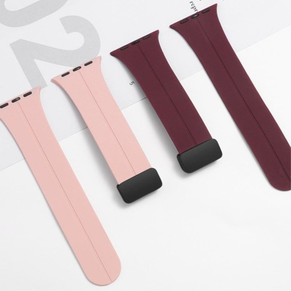 Apple Watch Series 8 (45mm) / Watch Ultra nifty line på silikoneurrem - Lyserød Pink