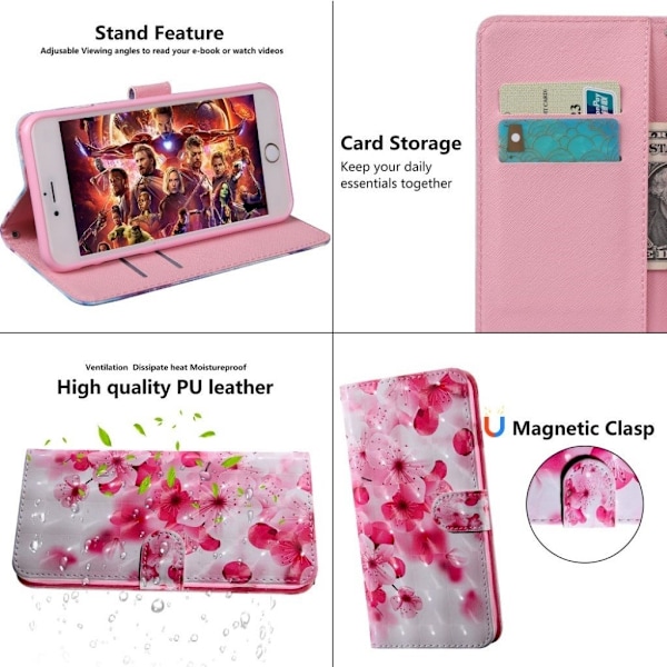 Sony Xperia 10 Plus Läderfodral med mönster - Plommon Rosa