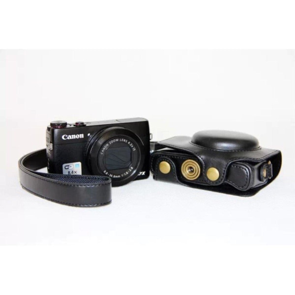 Canon PowerShot G7X MarkII Unikt läder kamera skydd - Svart Svart