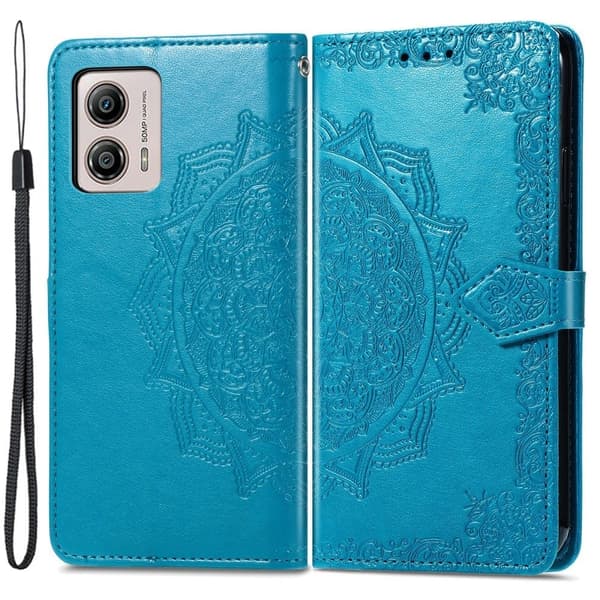 Mandala läder Motorola Moto G53 fodral - Blå Blå
