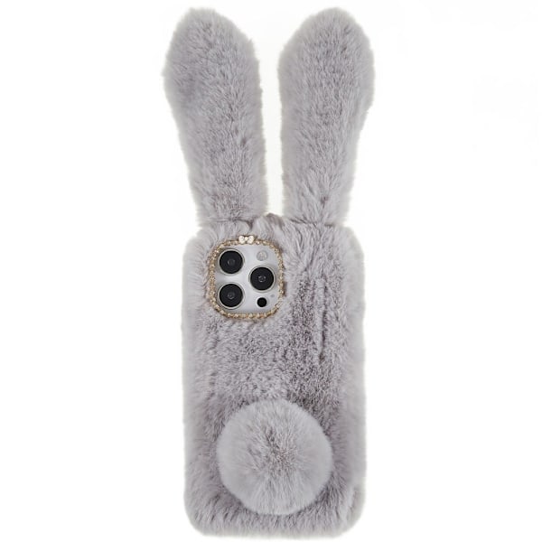 Fluffy Rabbit iPhone 14 Pro Max Cover - Sølv/Grå Silver grey