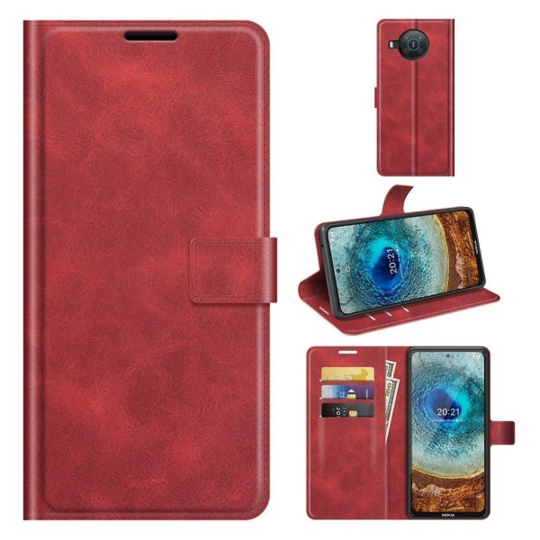 Wallet-style Læder Etui til Nokia X10 / X20 - Rød Red